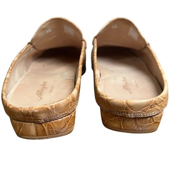Mezlan Calf Leather Croc Embossed Venetian Mules Loafers Italy Made VTG Size 8.5
